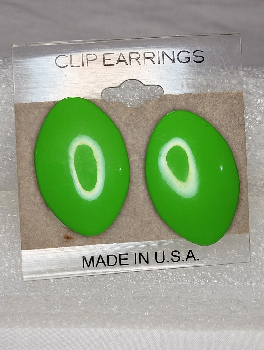 vintage green oval clip-on earrings